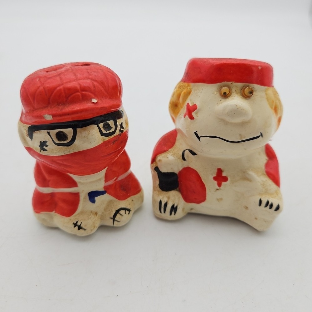 Vintage Salt And Pepper Shakers Funny Guys Ceramic Goofy‎ Handmade